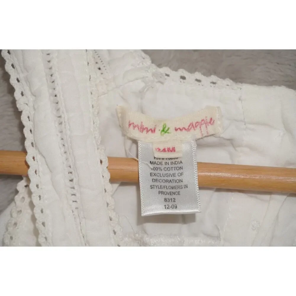 Mimi & Maggie Girls White Embroidered Floral Sundress Cottagecore Size 24M